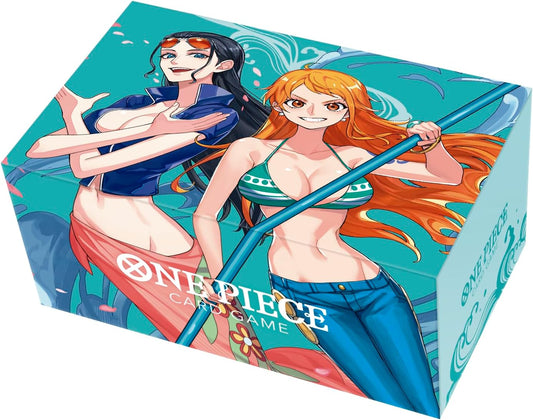 Front Cover of One Piece Card Game Official Storage Box: Nami & Robin. Image Source: Bandai Namco