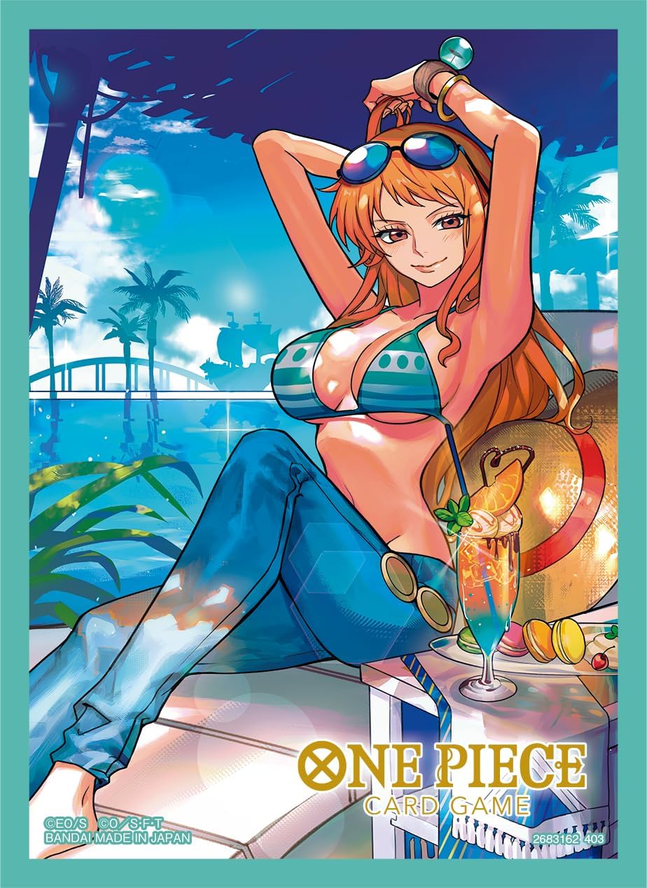 Front Cover of One Piece Card Game Official Card Sleeves Set 4: Nami. Image Source: Bandai Namco
